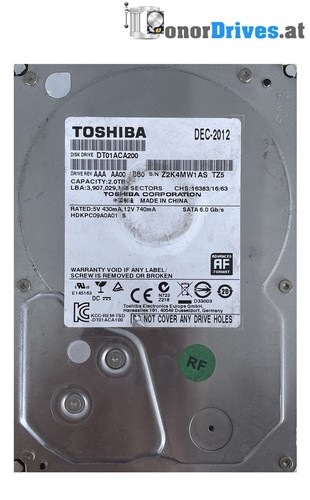 Toshiba -DT01ACA200 - HDKPC09A0A01 S - 2 TB - SATA - PCB 220 0A90380 01*