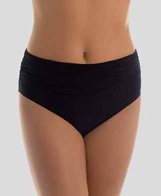 Magicsuit Women's Black Solid Stretch Shirred Bikini Bottom Swimwear, Black, 14