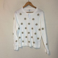 J crew Metallic dot Teddie sweater women's medium Ivory Gold
