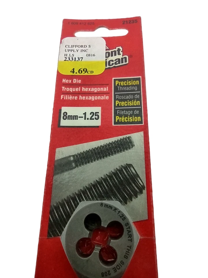 Vermont American  21235  Metric Hex Die 8MM - 1.25MM - Image 2 of 2