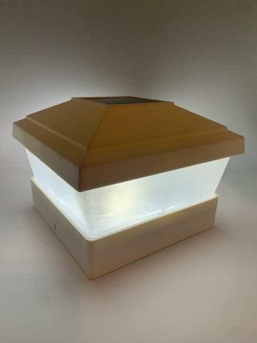 Relightable 12Pack LED White Vinyl 5X5 Solar Powered Post Deck Cap Light WF - Picture 3 of 8