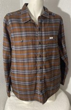 Lee Men's Long Sleeve Flannel Shirt Size Large Legendary Workwear Brown Plaid