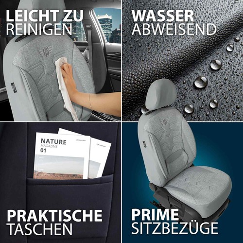 Fundas de asiento de coche Prime adecuadas para Jaguar XE desde 2014 (gris) | NUEVO - Imagen 10 de 12