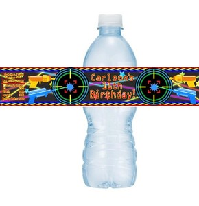 12 Laser Tag Birthday Party Lollipop Stickers Jumbo Big Guns Neon Stars Beams