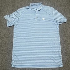 Johnnie O Polo Shirt Mens XL Blue White Stripe Short Sleeve Golf Performance