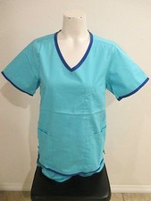 Womens Two Tone scrub set uniform XS, Blue or Peach color.