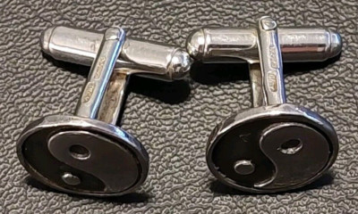 Handcrafted 925 Silver Yin & Yang Cufflinks Fully London Hallmarked