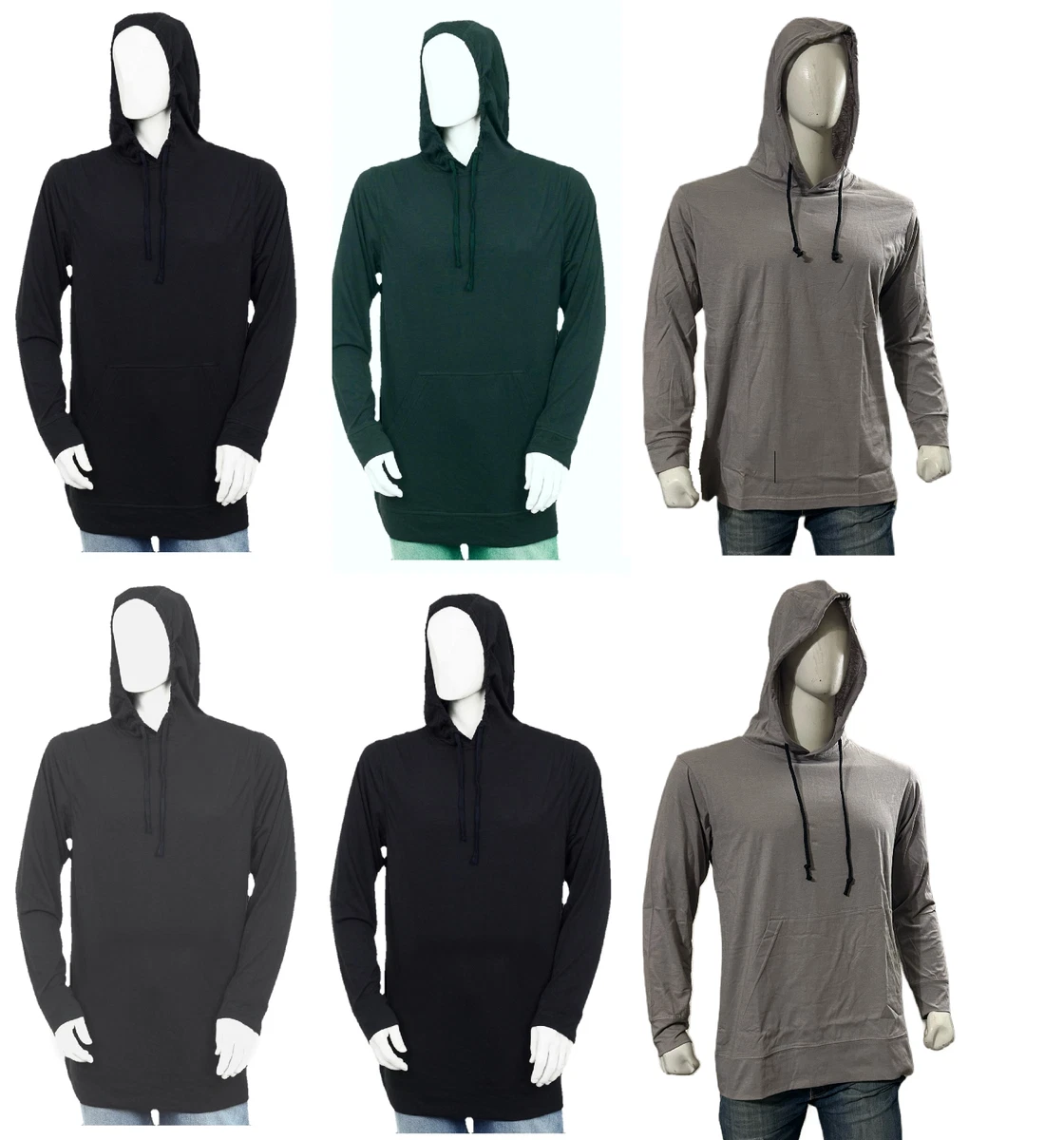 Syllion T Shirt Hoodie, Long sleeve - Big and Tall - Lightweight S to 5XLT