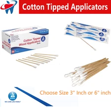 Dynarex Medical Wodden Cotton Tipped Applicators 3" or 6" Sterile, Non - Sterile