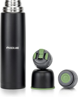 Rockland Thermoskanne 1000ml Edelstahl Isolierung Lebensmittel Getränke Outdoor Schwarz
