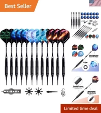 Robust 12 Pcs Darts Set with Durable Aluminum Shafts & 100 Tips for Experts