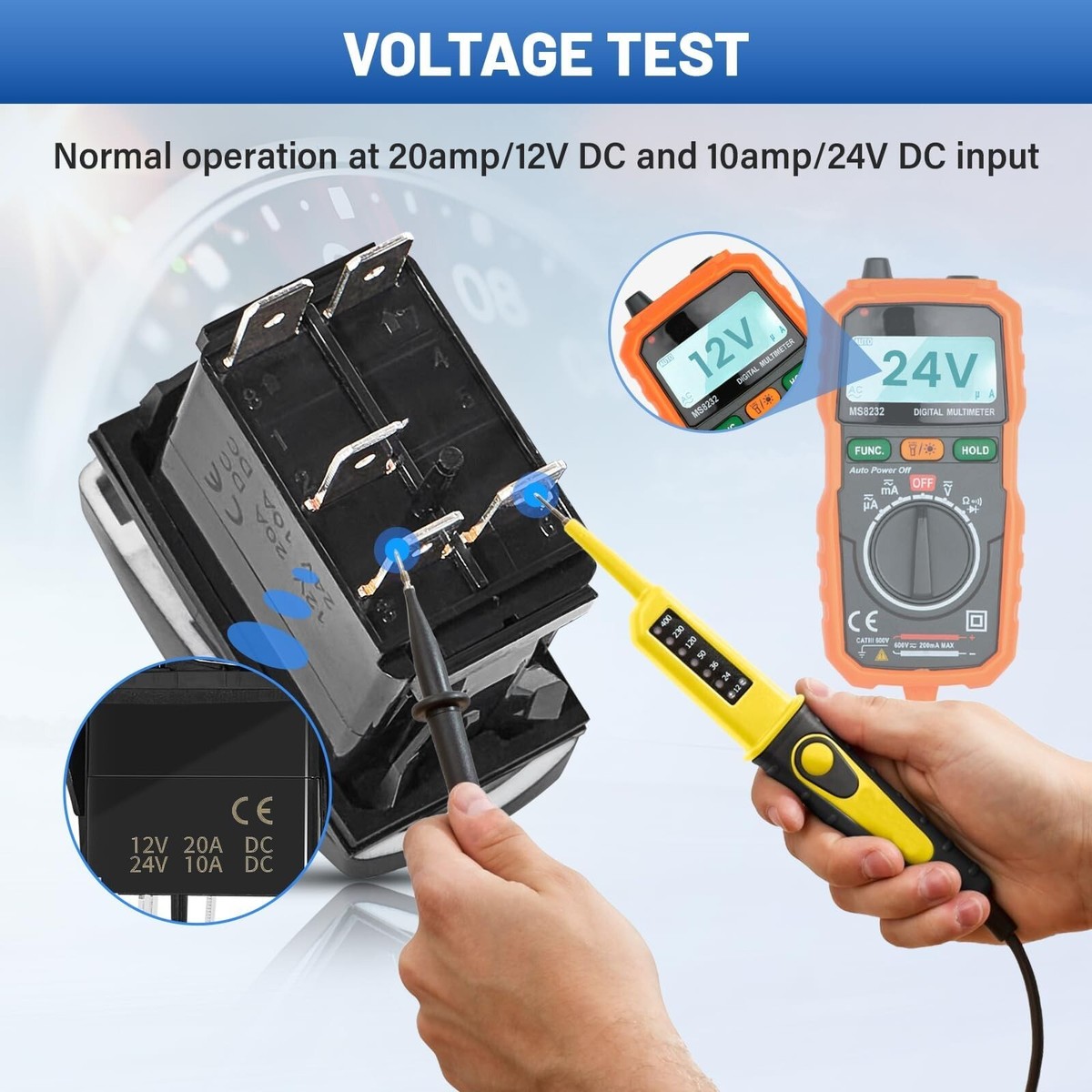 Marine Rocker Switch Universal 5 PIN Laser Rocker Switch Blue Fog Light For SUV UTV ATV RZR 4x4 Truck 20 Amp Light Switch - Foto 9