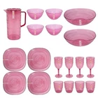 Pink Aztec Set Reusable BBQ Summer Party Tableware Camping Goblets Plates Bowls