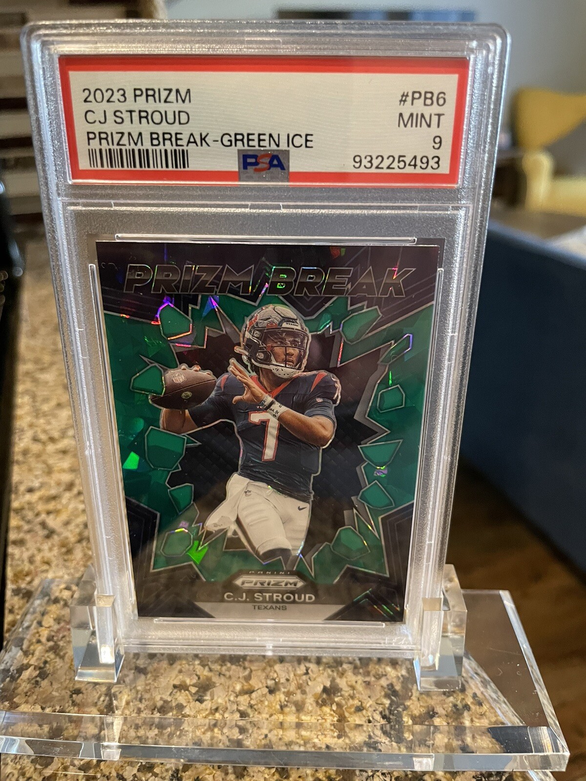 2023 Panini Prizm C.J. Stroud Prizm Break Green Ice #PB6 PSA 9