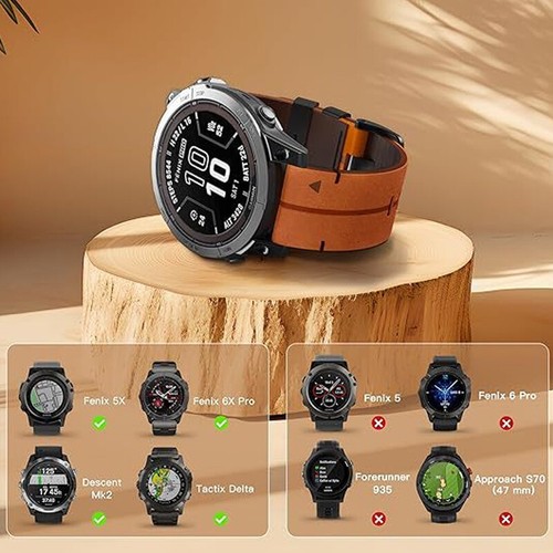 Leather Strap For Garmin Fenix 8 7 6 5 7x 6x 5x 935 945 955 22mm 26mm Watch Band - Picture 8 of 12