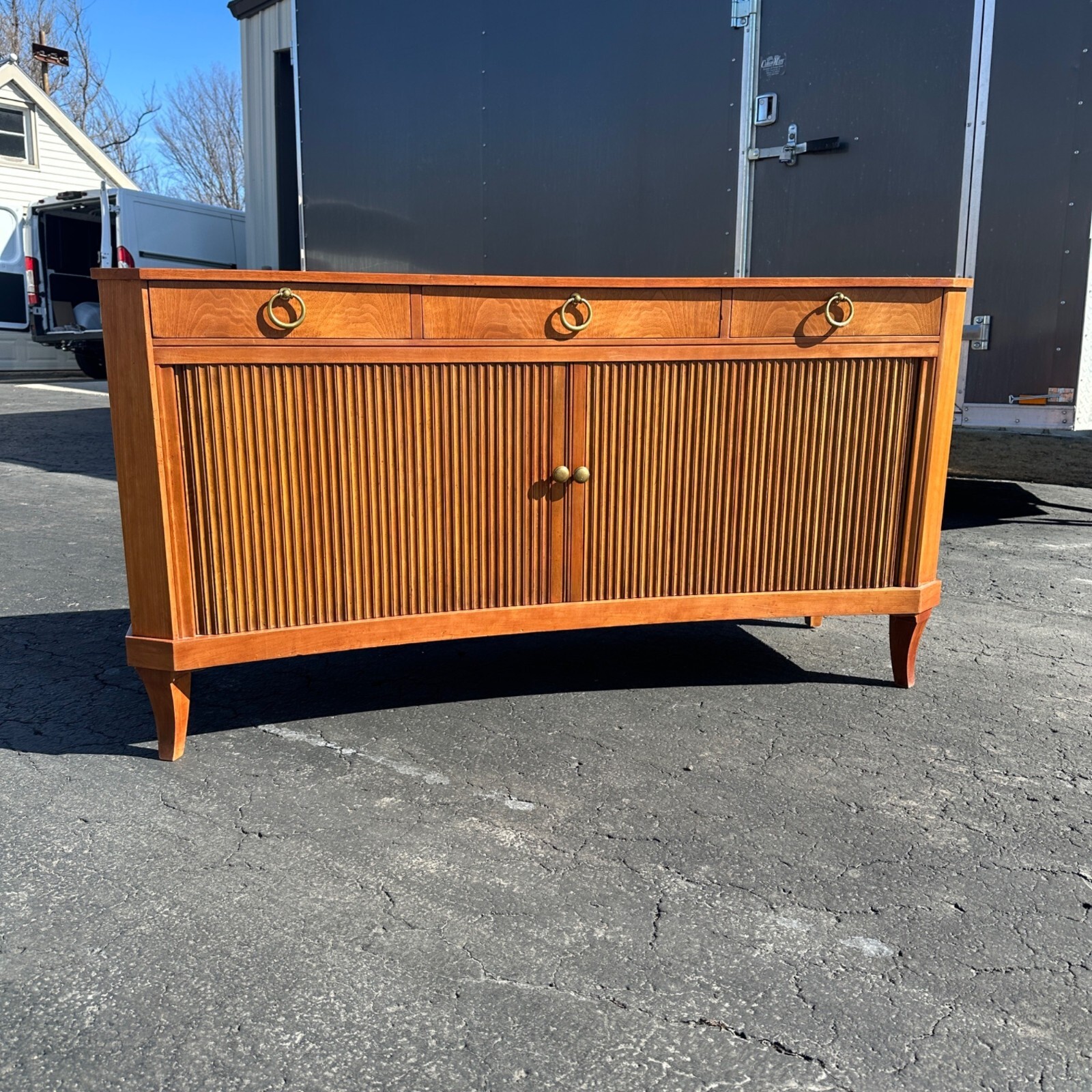 Michael Taylor Baker Furniture Regency Concave Sideboard Credenza Mid-Century