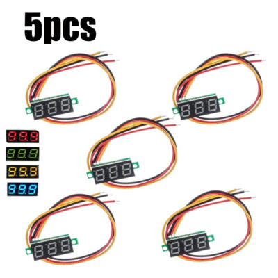5Pcs 3-Wires Mini DC 0-100V 0.28'' 3-Digital Voltmeter LED Voltage Panel Meter US