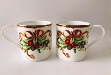 Authentic Tiffany  Co. Cream Garland Pattern Pair Cup Christmas Holiday No Box