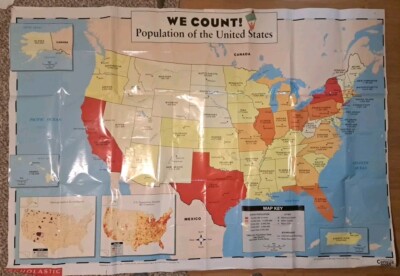 We Count Map United States Census Scholastic School Educational Wall Poster