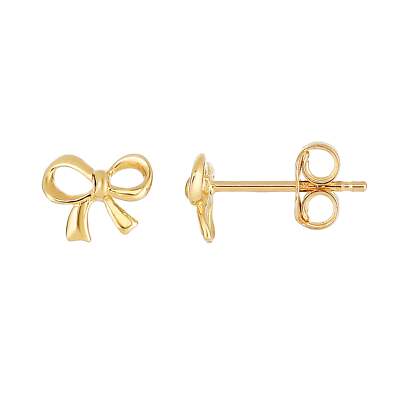 14K Yellow Gold Bow Tie Shape Stud Earrings