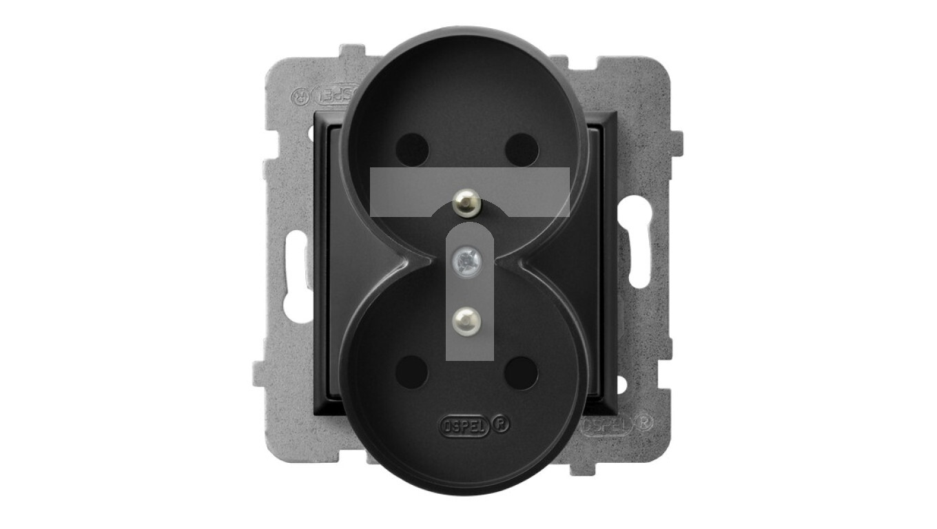 ARIA Double socket z / u black metallic GP-2URZ / m / 33 /T2UK
