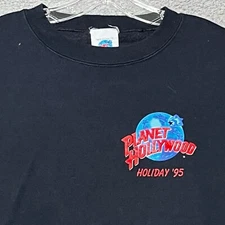 Planet Hollywood VintageSweatshirt Mens XL Black Merry Christmas Tree 90s Rare