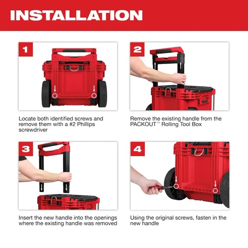 MILWAUKEE 48-22-8027 Maniglia a basso profilo per cassetta degli attrezzi a rulli PACKOUT - NUOVO - Foto 5 di 7