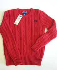 Chaps Boy's Pullover Cable Knit Sweater Size L 14 16 Red