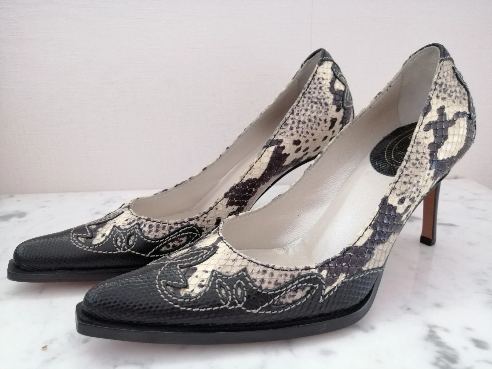 Chaussures à talons cuir noir blanc DIOR / FR 36,5   NEUF