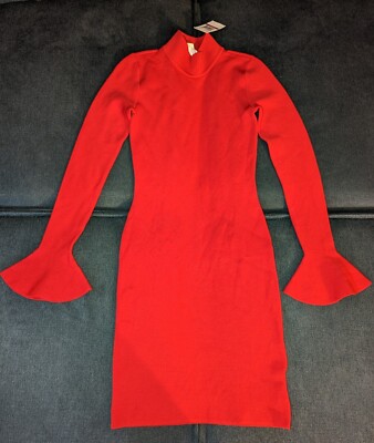 michael michael kors red dress NEW Michael Kors Red Bell Sleeve Sheath Dress XXS