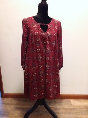 American Eagle Outfitters Women's Dress Burgundy Floral 3/4 Sleeves Sz S/P