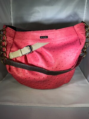 Miche Loretta Ostrich Leather Demi Pink Shoulder Bag