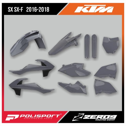 KTM KUNSTSTOFFKIT SX SX-F XC XC-F 2016-2018 ENTHÄLT GABELSCHUTZ NARDO GRAU - Bild 1 von 2