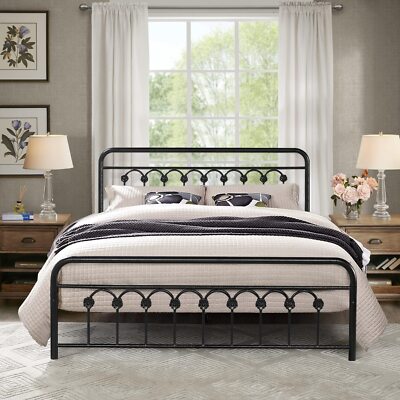 Bed Frame Twin Queen King Size Metal Platform with Vintage