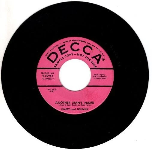 Jimmy & Johnny – Another Mans Name / Til The End Of The World 7" Promotional  45 - Image 2 of 4