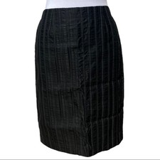Trina Turk Womens Black Textured Stripe Career Pencil Skirt Size 4 Made in USA