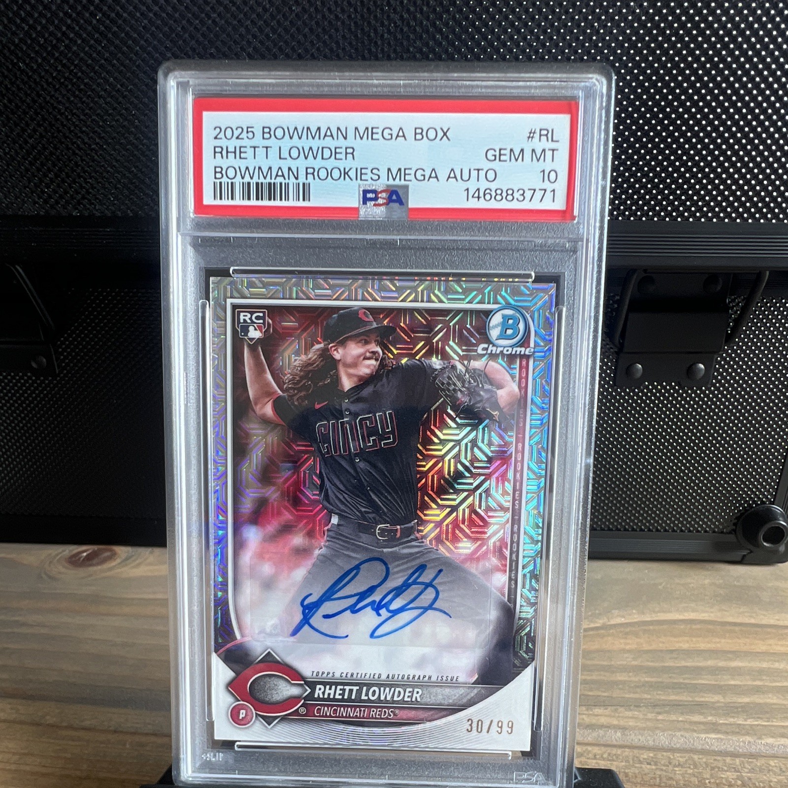 Topps 2024 Bowman Chrome Rhett Lowder BMA-RL Auto Mega 30/99 PSA 10 Reds