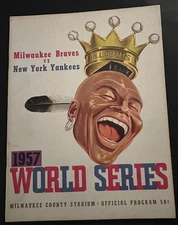 1957 NEW YORK YANKEES vs MILWAUKEE BRAVES World Series PROGRAM Mantle AARON Yogi