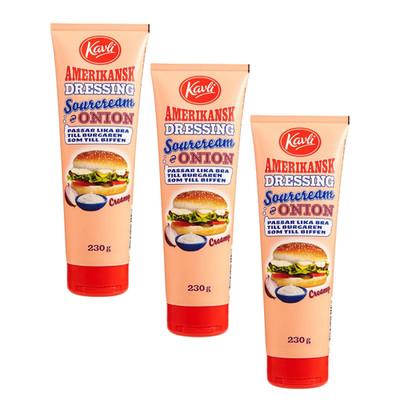 3x Kavli American Dressing Sourcream Onion 230g Swedish Burger Sauce