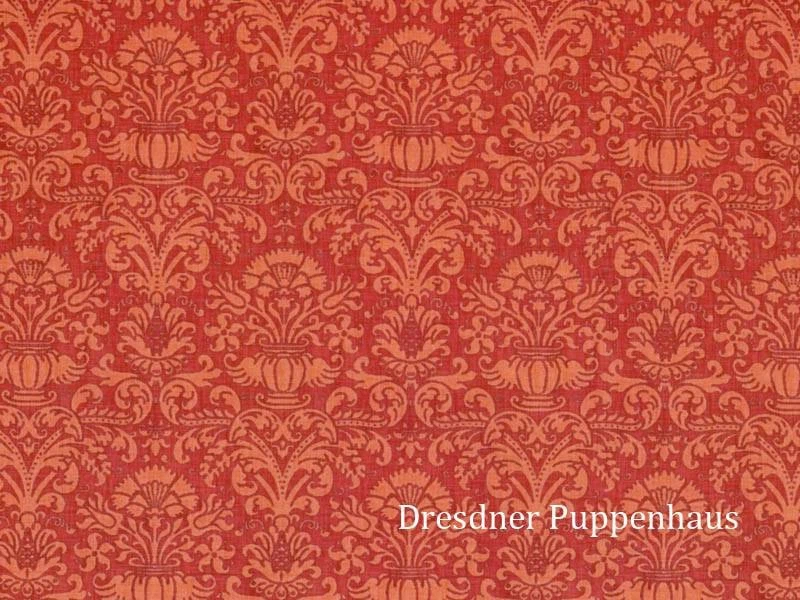 CREAL MINIATURES Tapete Damask rot mit Muster, Papier Puppenstube Puppenhaus 1:12