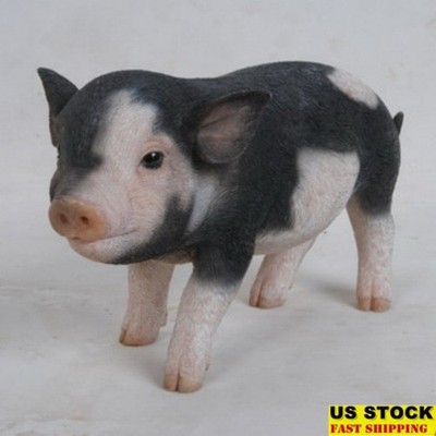Realistic 10in Baby Pig Garden Statue Durable Polyresin Indoor Outdoor Decor New