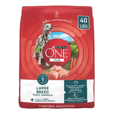 Purina ONE Natural High Protein Plus Large Breed Formula Dry Puppy Food, 40 lbs.