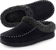 Men's Memory Foam Moccasin Slippers Warm Plush Indoor Outdoor House Shoes Gift
