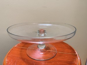 VTG Clear Glass Poland Round Glass Pedestal Cake Stand 12 in diameter