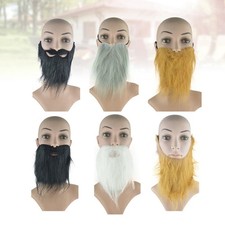 6Pcs Durable Beard Props Party Costume Mustaches Assorted Color Cosplay Kit
