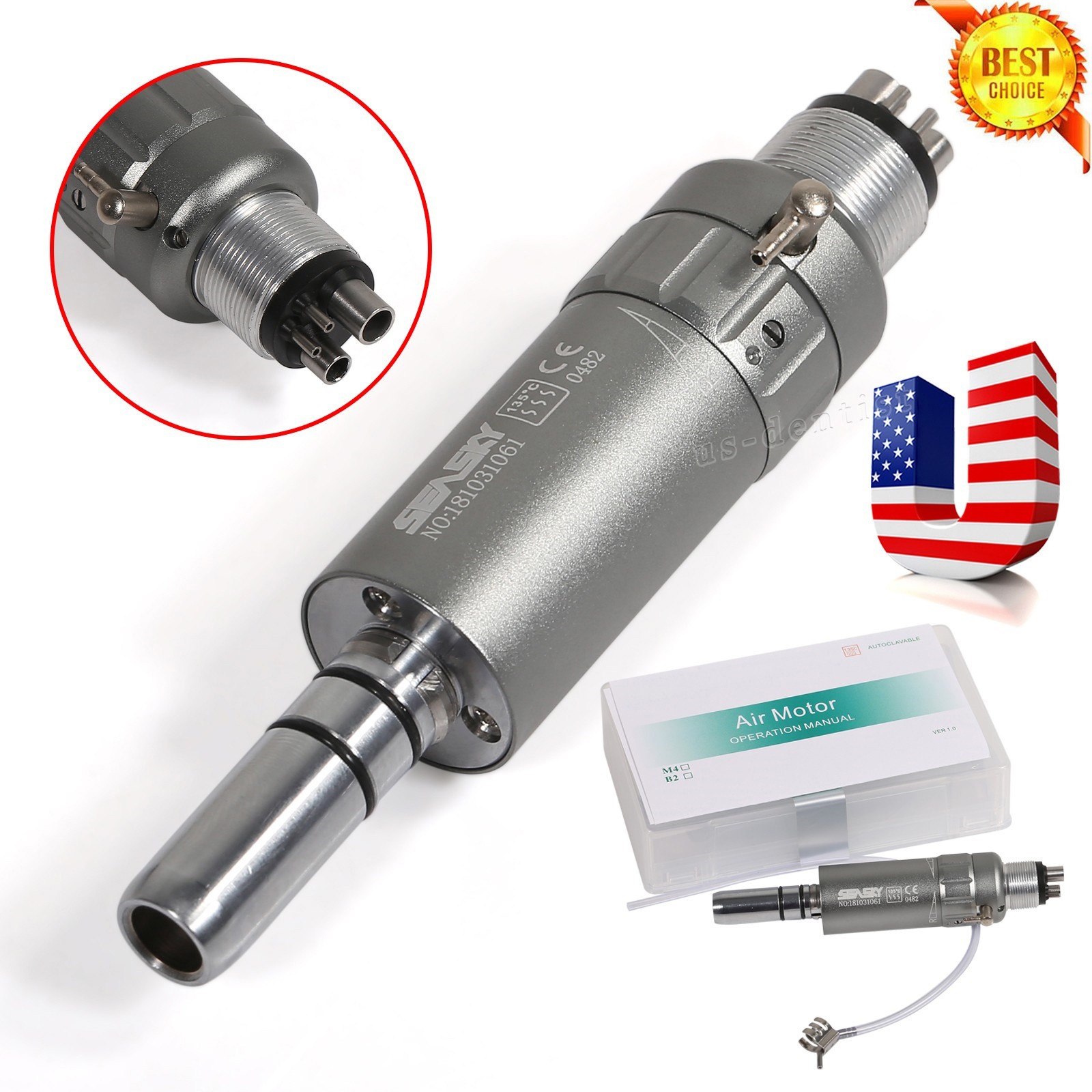 NSK Style Dental Slow Low Speed Handpiece Air Motor E-type 4 Holes Micromotor M4