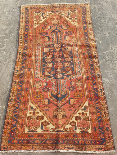 Vintage Hand Made Traditional Rug Oriental Wool Multicolor Carpet 193x100 cm