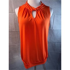2107-Worthington Orange Sleeveless Twist-Keyhole Camisole