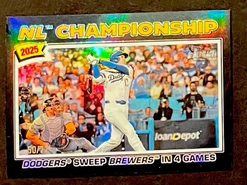 New Listing2026 Topps Heritage Shohei Ohtani CHROME NL Champs Black Border Refractor 50/77!