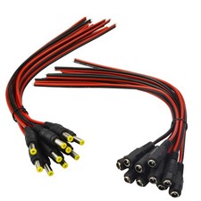 Real 18AWG 10 Pairs 12V 5A DC Power Pigtail Barrel Plug Connector Cable, 2....